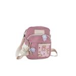 PORRASSO Schattige schoudertas voor meisjes, schoudertas met poppen-hanger, nylon, schoolraken, messengertas, crossbody tas voor reizen, dagelijks gebruik, roze B, Messenger