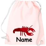 ShirtInStyle Turnbeutel, Tiere Hummer mit Wunschnamen, Kinder, Stoffbeutel, Kinderrucksack, Jute, Gymsack,