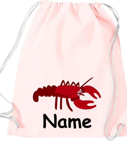ShirtInStyle Turnbeutel, Tiere Hummer mit Wunschnamen, Kinder, Stoffbeutel, Kinderrucksack, Jute, Gymsack,