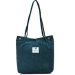 Schoudertas voor dames, grote corduroy tas, handtas, shopper, hengseltas voor universiteit, werk, meisjes, school, bruin, A-groen, 40 x 35 x 11 cm, casual tote