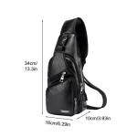 DONGKER Sling Crossbody Bag voor heren, PU-leer, borsttas, schoudertas, reistas met USB-aansluiting voor casual, outdoor, wandelen, reizen