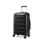 KONO Klein Koffer 55x40x20 Handgepäck Leicht Kabinentrolley Handgepäckkoffer Hartschale Reisekoffer mit 4 Rollen und TSA Schloss, Polypropylen Suitcase Rollkoffer (Schwarz, Koffe