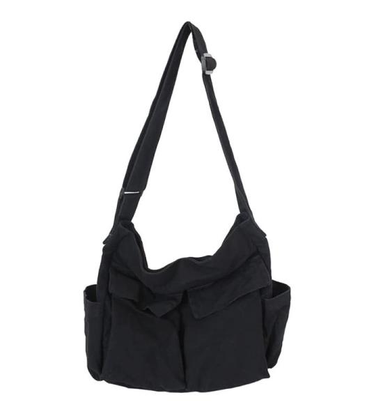 Chirest Messenger-tas, grote hobo-schoudertas met meerdere zakken, canvas schoudertas voor dames en heren
