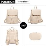 Rugzak Vrouwen Kleine Waterdichte Rugzak Stad Rugzak Rugzak Vrouwen Moderne Rugzak Vrouwen PU Leer Voor Reizen Werk School, Beige, Eén maat, Casual