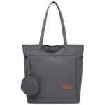 Tas voor dames, shopper, met kleingeld, grote canvas schoudertas met ritssluiting, grote handtas, stof, boodschappentas voor werk en school onderweg, donkergrijs, Eén maat