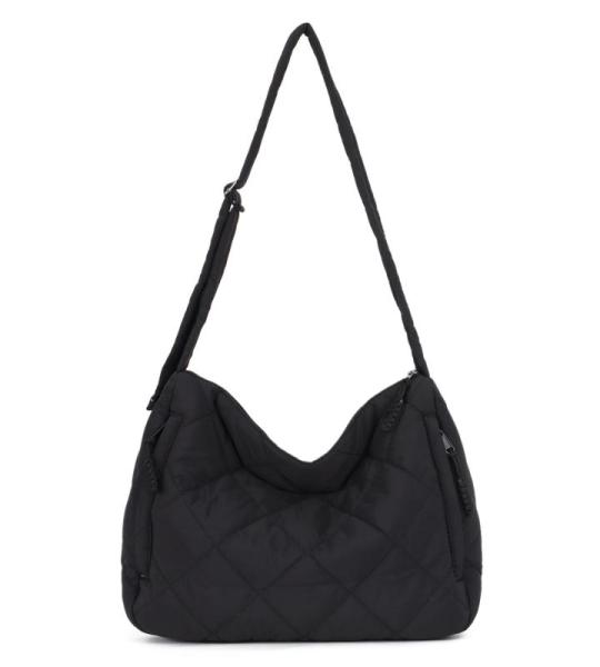 EVEOUT Puffer schoudertas voor dames, grote gewatteerde schoudertassen, lichte puffy tote shopper, gewatteerde schoudertassen, draagtas, werktas, zwart