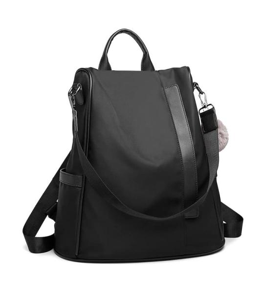 Rugzak Mode Schoudertas Casual voor Dames Nylon School (Zwart)