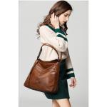 Sacmill Dameshandtas, PU-leer, schoudertas, shopper, topgreep, draagtas, elegante schoudertas voor vrouwen, bruin 1021, Westers