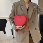Damesmode tas, vrouwelijke harttas, draagtas, PU-leer, handtas, schoudertas, rood #B