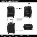KONO Klein Koffer 55x40x20 Handgepäck Leicht Kabinentrolley Handgepäckkoffer Hartschale Reisekoffer mit 4 Rollen und TSA Schloss, Polypropylen Suitcase Rollkoffer (Schwarz, Koffe