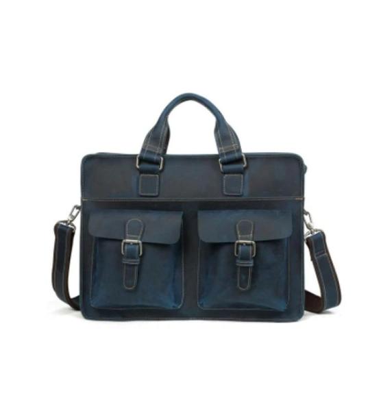 NGYYIO Umhängetaschen für Herren Vintage Herrenkuh Echtes Leder Aktentasche Crazy Horse Leder Messenger Bag Männliche Laptoptasche Männer Geschäfts-Reisetasche(B)