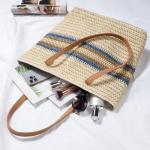 Strotas, strandtas voor dames, handtas met leren handgrepen en ritssluiting, grote schoudertas voor vakantie, reizen, strand, zomer, #4 Crèmekleuren-C, 47*35*14 cm