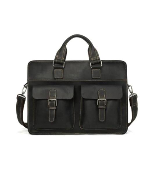 NGYYIO Umhängetaschen für Herren Vintage Herrenkuh Echtes Leder Aktentasche Crazy Horse Leder Messenger Bag Männliche Laptoptasche Männer Geschäfts-Reisetasche(A)