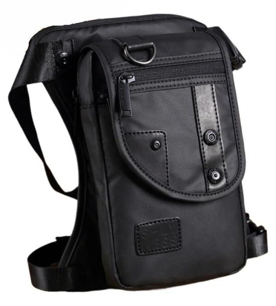 Waterdichte Motortas Mannen Taille Heuptas Drop Been Dij Tas Motorfiets Rider Nylon Canvas Mannelijke Cross Body Heupriem Heupzakken (Zwart)