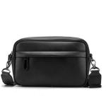 QZH Heren schoudertas casual leer heren schoudertas vintage heren kleine tas rits schouder handtassen koppeling (zwart, 25x17cm)