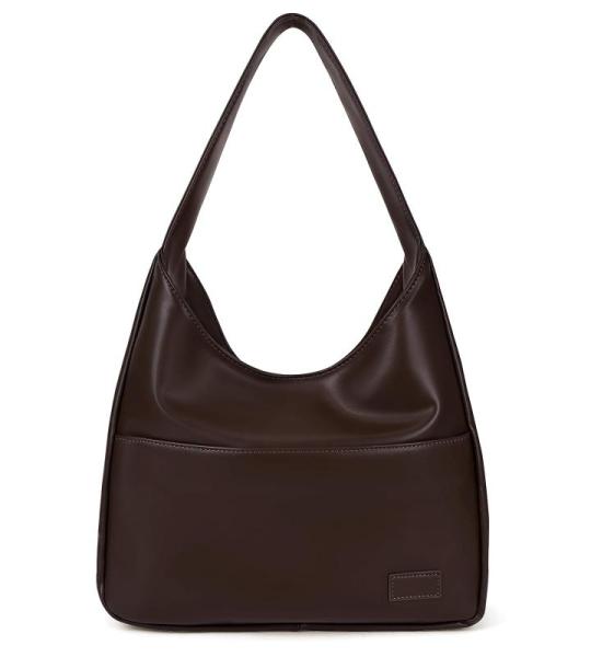 Schoudertas, vintage leren tas, retro schoudertas, onderarmtas, draagtas, vintage, grote capaciteit met magnetische gesp, Hobo boodschappentas, bruin