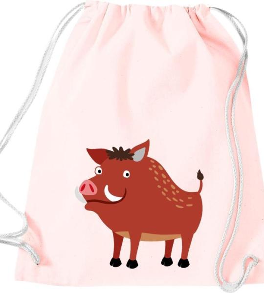 ShirtInStyle Turnbeutel, Wildschwein, Kinder, Stoffbeutel, Kinderrucksack, Jute, Gymsack,
