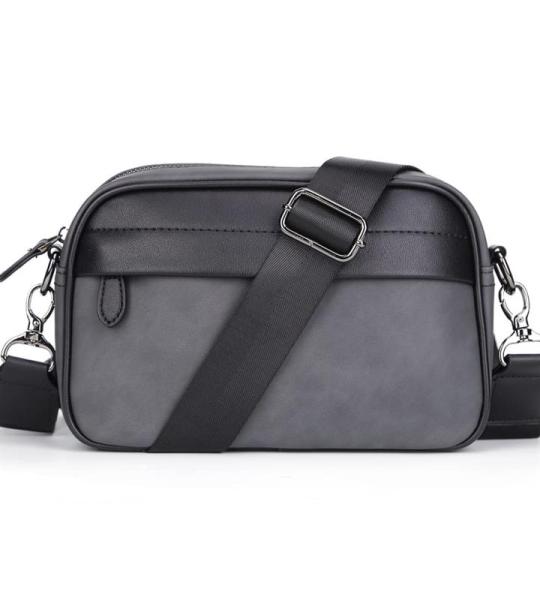 GSenhui Kleine schoudertas voor heren, leer, moderne tassen met brede schouderriem, crossbody tas met ritssluiting, voor zakelijk en dagelijks gebruik