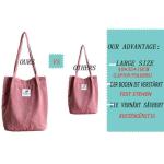Schoudertas voor dames, grote corduroy tas, handtas, shopper, hengseltas voor universiteit, werk, meisjes, school, bruin, A-roze, 40*35*11