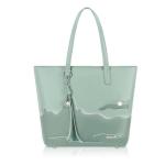 Handtas dames shopper grote damestas voor kantoor school winkelen, groen/wit., Retro