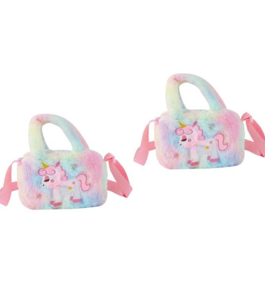 VALICLUD 2 stuks kindertassen kruis schattig meisje kleine modieuze stijlvolle prinses schoudertas eenhoorn tas koerier kleurstof draagbare tas kleine schouder pluche lichaam