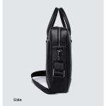 FUNSEED Handtasche aus echtem Leder, Laptoptasche für Herren, große Kapazität, lässige Aktentasche, Schultertasche für geschäftliche Arbeit, Schwarz, Large
