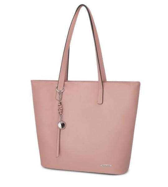 Handtas dames shopper grote damestas voor kantoor school winkelen, Effen roze, Shopper