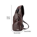 DONGKER Sling Crossbody Bag voor heren, PU-leer, borsttas, schoudertas, reistas met USB-aansluiting voor casual, outdoor, wandelen, reizen
