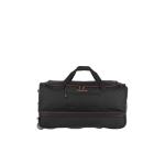Travelite Basics Rolkoffer met 2 wielen, maat S met stretchplooi, zachte reistas met wielen met extra veel volume, zwart/blauw, 70 cm