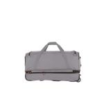 Travelite Basics Rolkoffer met 2 wielen, maat S met stretchplooi, zachte reistas met wielen met extra veel volume, grijs/groen, 70 cm
