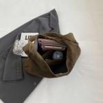 Generisch Suède schoudertas voor dames, retro lederen schoudertas, effen, trendy werktas met haspensluiting, vintage draagtas