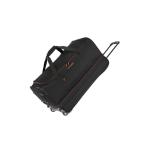 Travelite Basics Rolkoffer met 2 wielen, maat S met stretchplooi, zachte reistas met wielen met extra veel volume, zwart/blauw, 70 cm