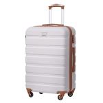 COOLIFE Harde koffer trolley rolkoffer reiskoffer ardschaal Boardcase handbagage met TSA-slot en 4 wielen, wit/bruin., Premium koffer