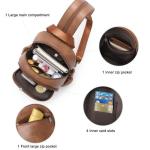 Kleine rugzak voor dames, elegante waterdichte schooltas, dagrugzak, mini lederen rugzak voor dames, rugzak, tas, 2-in-1 tienermeisjes, schooltassen, bruin