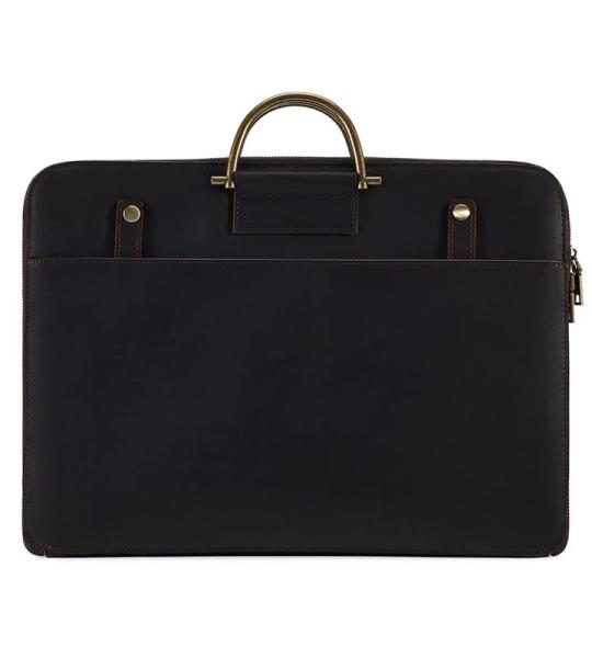 Soyeacrg Vintage Crazy Horse Leren aktetas voor heren, 17 inch, laptoptas, van echt leer, handgemaakt, modieus, business, kantoor, werk, reizen, multifunctionele tas met ritssluiti