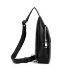 Borstzak, sling bag, PU-leer, schoudertas, crossbody bag, schoudertas, wandelsport, casual reisdagrugzak, sporttas voor heren, dames, meisjes en jongens, zwart