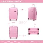 KONO Koffer Mittelgroß 4 Rollen Leicht Hartschalenkoffer Reisekoffer mit TSA Schloss und YKK Reißverlüsse, Polypropylen Rollkoffer Trolley für Business Reise Schule (Pink, L (6