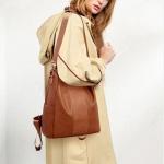 Anti-diefstal vintage lederen rugzak vrouwen schouder tas dames hoge capaciteit reisrugzak school tassen voor meisjes, bruin