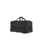 Travelite Basics Rolkoffer met 2 wielen, maat S met stretchplooi, zachte reistas met wielen met extra veel volume, zwart/blauw, 70 cm