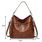 Sacmill Dameshandtas, PU-leer, schoudertas, shopper, topgreep, draagtas, elegante schoudertas voor vrouwen, bruin, Westers