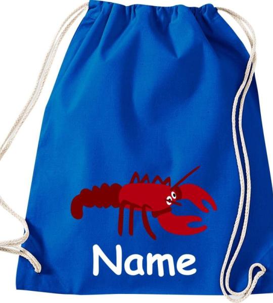 ShirtInStyle Turnbeutel, Tiere Hummer mit Wunschnamen, Kinder, Stoffbeutel, Kinderrucksack, Jute, Gymsack,