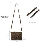 Schoudertas voor dames, schoudertas met ritssluiting, crossbody tas, leren handtas, klein, dagrugzak, Bruin-luipaard, Small