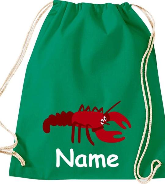 ShirtInStyle Turnbeutel, Tiere Hummer mit Wunschnamen, Kinder, Stoffbeutel, Kinderrucksack, Jute, Gymsack,