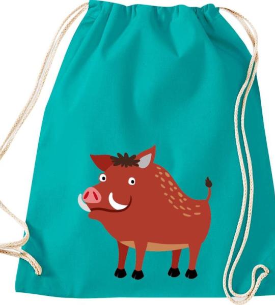 ShirtInStyle Turnbeutel, Wildschwein, Kinder, Stoffbeutel, Kinderrucksack, Jute, Gymsack,