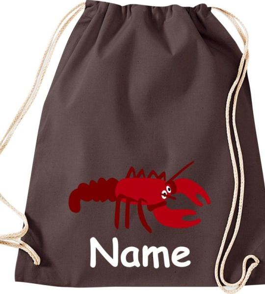 ShirtInStyle Turnbeutel, Tiere Hummer mit Wunschnamen, Kinder, Stoffbeutel, Kinderrucksack, Jute, Gymsack,