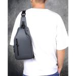 Borstzak, sling bag voor heren, kleine schoudertas, outdoor, waterdicht, casual herentas, lichte riemtas voor werk, reizen, wandelen, dagelijks gebruik enz., donkergrijs, Eenvoudig