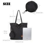 Shoppertas voor dames, met kleingeld, canvas schoudertas met ritssluiting, grote handtas, stof, boodschappentas voor werk en school, onderweg, wit koord, Eén Maat