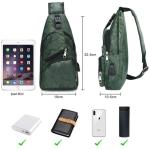 Sling Bag met USB-Oplading, Borsttas met Verstelbare Riem, Multi-Pocket Crossbody Borst Tas, Wandelen Casual Outdoor Borstzak voor Heren-Groene Camouflage