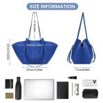 Handtas Tote Bag kunstleer grote capaciteit shopper tas schoudertas grote hengseltas shopping bag met twee meerval haren draagtas voor winkelen zwart, A2-blauw, 56