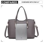 Handtassen voor vrouwen Tote tas PU lederen schoudertas 3 stuks tas, Grijs
